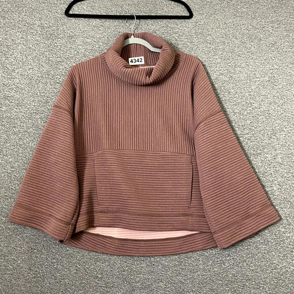 Lucy Women's Size Medium Pink Long Sleeve Ribbed Cowl Neck Pullover Sweater - Picture 1 of 12